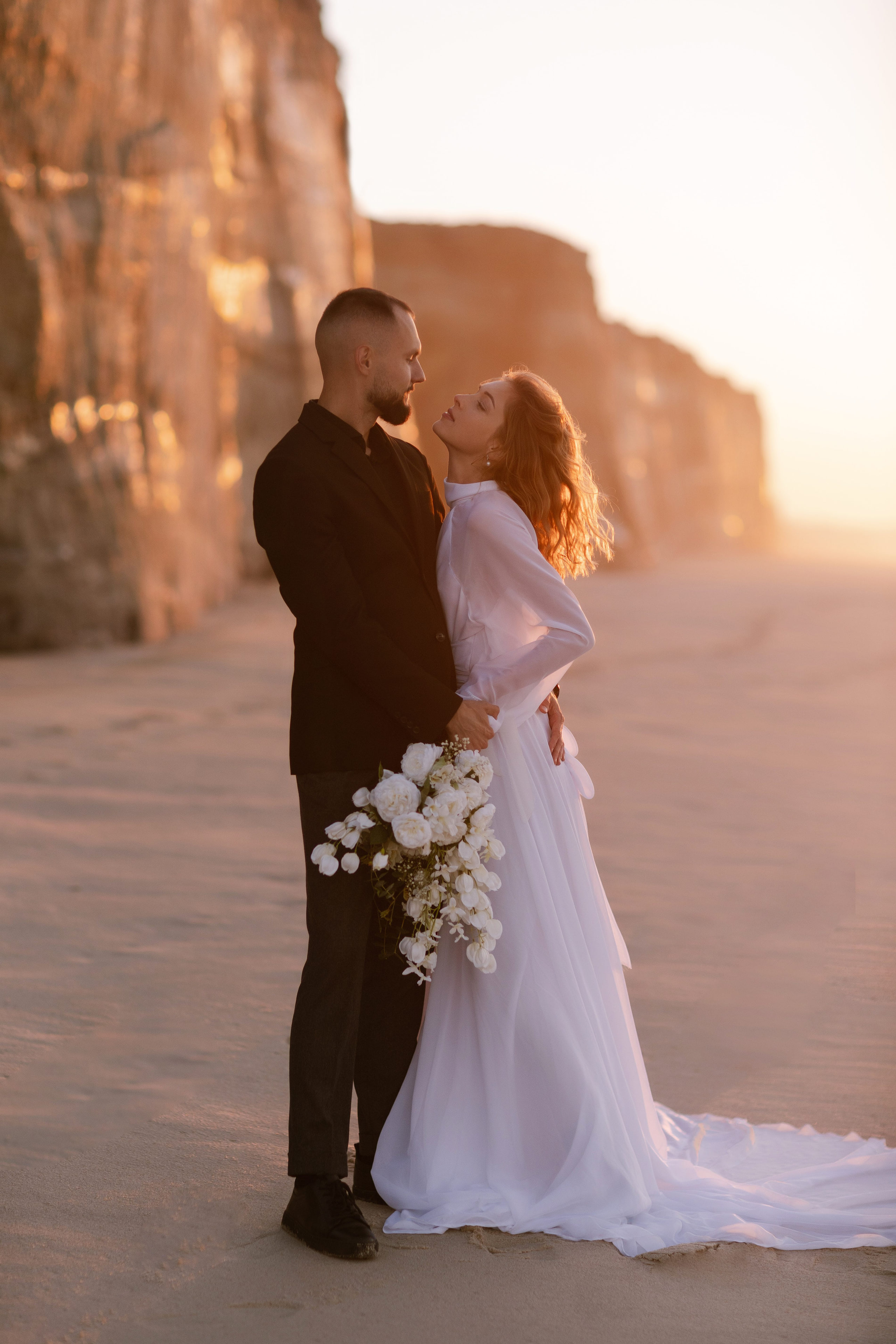 A Winter Elopement at Praia del Rey, in a Dress I Sewed